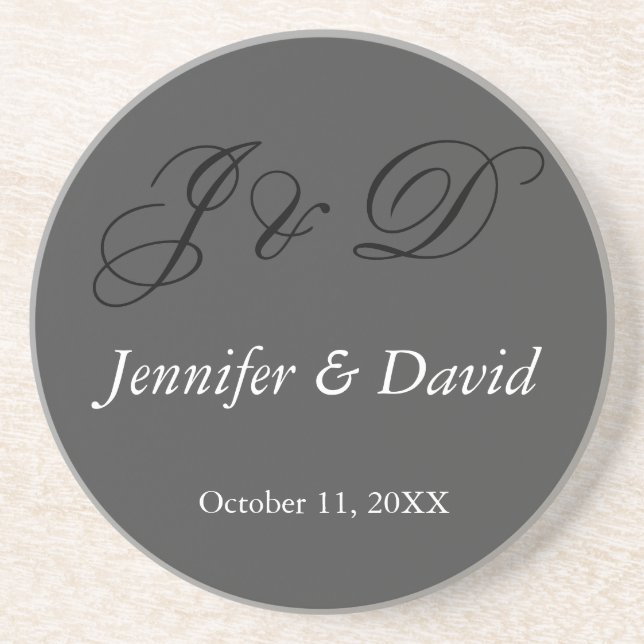 Attraktiv kalligrafi-skript Monogram Bröllop Underlägg (Framsidan)