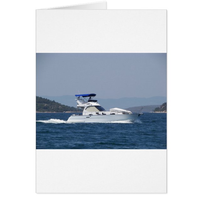 Attraktiv liten motorbåt hälsningskort (Framsidan)