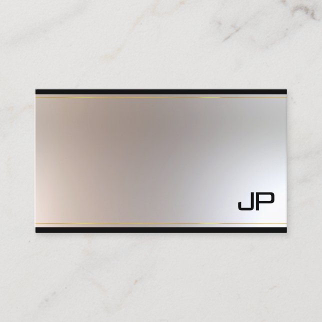 Attraktiv Monogram Glamour Guld Silver Chic Enkel Visitkort (Framsida)