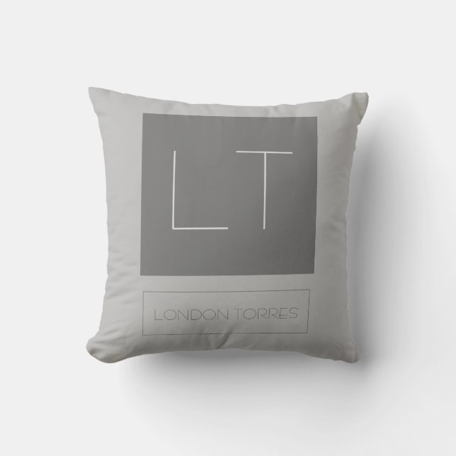 Attraktiv monogram Grått Plain Kudde (Framsida)