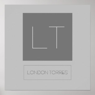 Attraktiv monogram Grått Plain Poster