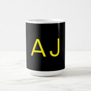 Attraktiv monogram gul svart modern minimalistisk kaffemugg