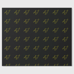Attraktiv monogram gul svart modern minimalistisk presentpapper