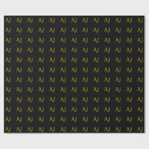 Attraktiv monogram gul svart modern minimalistisk presentpapper