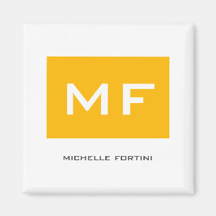 Attraktiv monogram gul vit ditt namn magnet