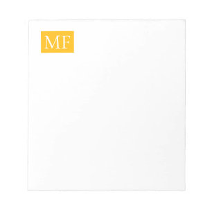 Attraktiv monogram gul vit modern minimalistisk anteckningsblock