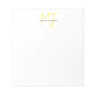 Attraktiv monogram gul vit modern minimalistisk anteckningsblock
