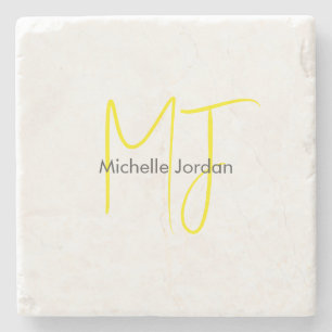 Attraktiv monogram gul vit modern minimalistisk stenunderlägg