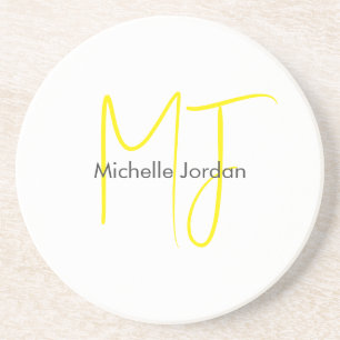 Attraktiv monogram gul vit modern minimalistisk underlägg