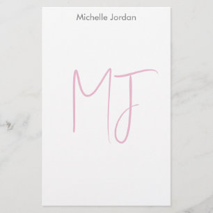 Attraktiv Monogram Pink White Modern Minimalist Brevpapper
