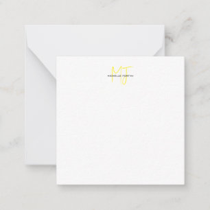 Attraktiv monogramGult Vit modern, minimalistisk Anteckningskort