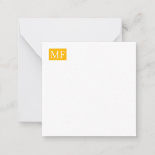 Attraktiv monogramGult Vit modern, minimalistisk Anteckningskort
