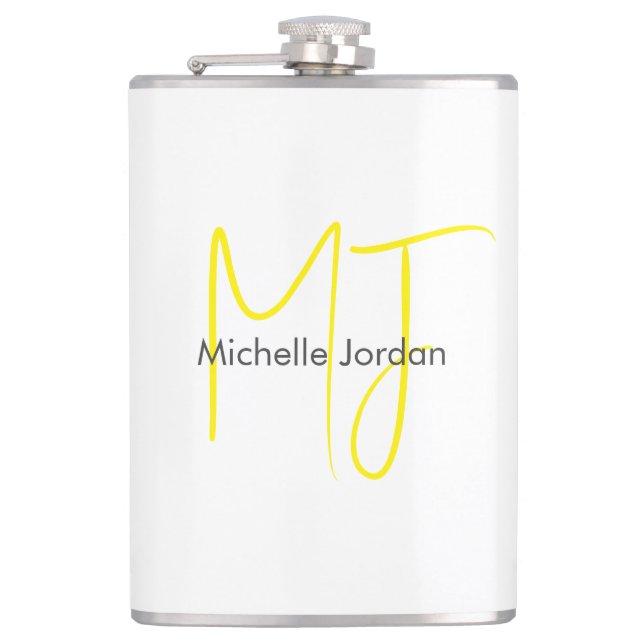 Attraktiv monogramGult Vit modern, minimalistisk Fickplunta (Framsidan)