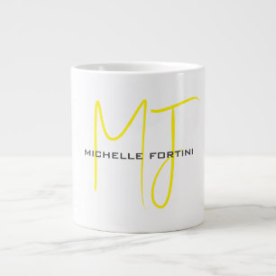 Attraktiv monogramGult Vit modern, minimalistisk Jumbo Mugg