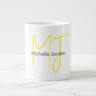 Attraktiv monogramGult Vit modern, minimalistisk Jumbo Mugg