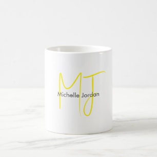 Attraktiv monogramGult Vit modern, minimalistisk Kaffemugg