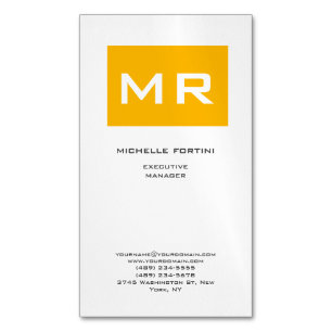 Attraktiv monogramGult Vit modern, minimalistisk Magnetiska Visitkort