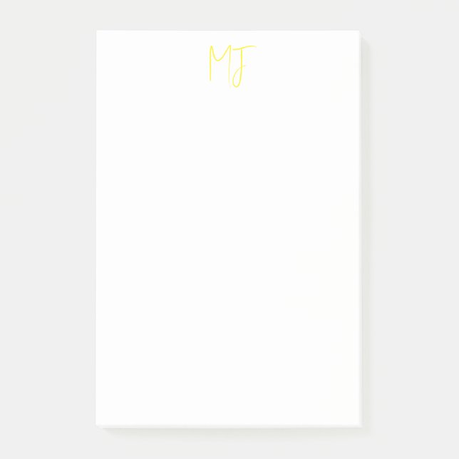 Attraktiv monogramGult Vit modern, minimalistisk Post-it Block (Framsida)