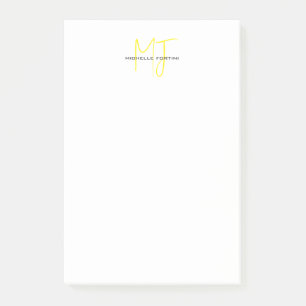 Attraktiv monogramGult Vit modern, minimalistisk Post-it Block