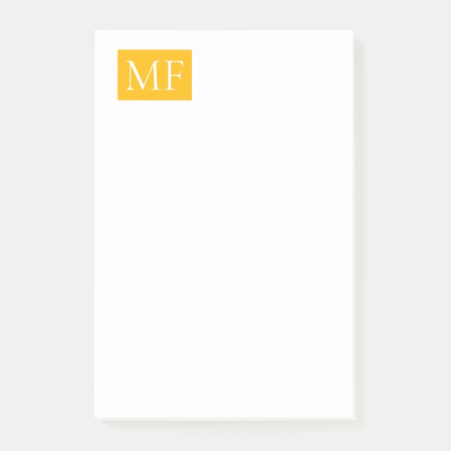 Attraktiv monogramGult Vit modern, minimalistisk Post-it Block (Framsida)