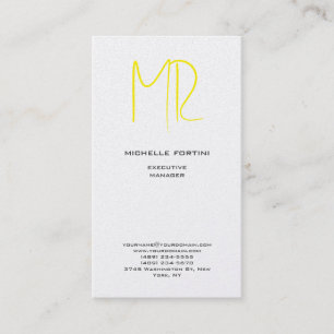 Attraktiv monogramGult Vit modern, minimalistisk Visitkort