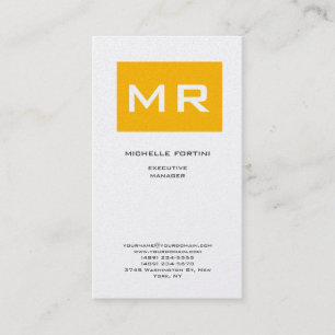 Attraktiv monogramGult Vit modern, minimalistisk Visitkort