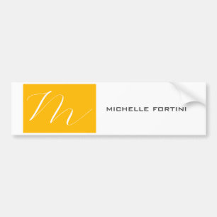 Attraktiv monogramGult Vit Modern Plain Bildekal