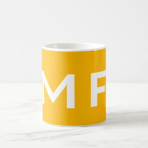 Attraktiv monogramGult Vit Modern Plain Kaffemugg