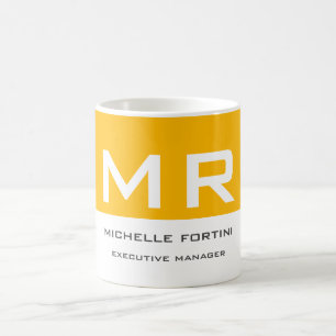 Attraktiv monogrammad Gult Vit ditt namn Kaffemugg