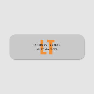 Attraktiv monogrammed Grått Plain Namnbricka