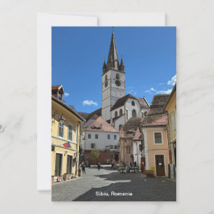 Attraktiv vy av Sibiu, Rumänien på en Julkort
