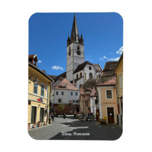 Attraktiv vy av Sibiu, Rumänien på en Magnet