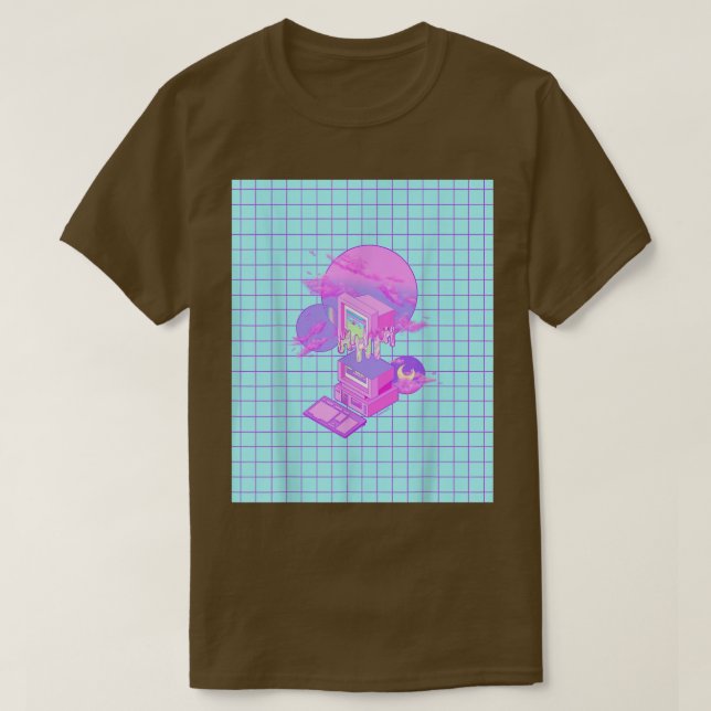 Åtträngning av Vaporwave Aesthetic Lofi Outrun Syn T Shirt (Design framsida)