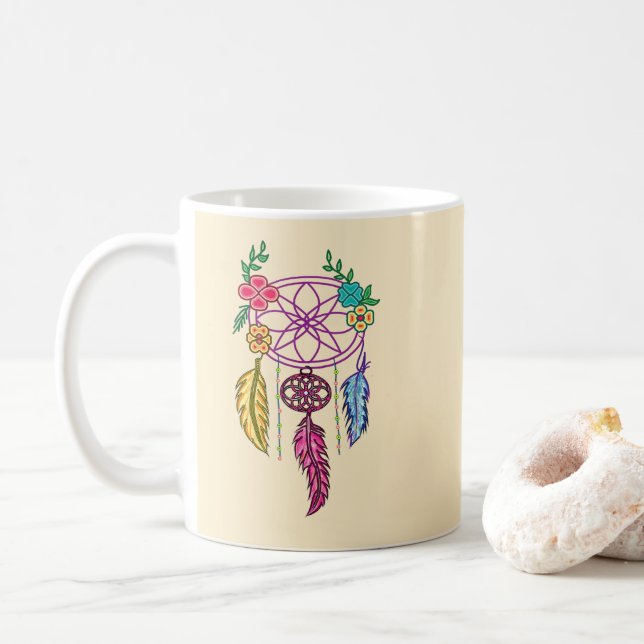 Attrape rêve et fleur tenue dans la main kaffemugg (Med munk)