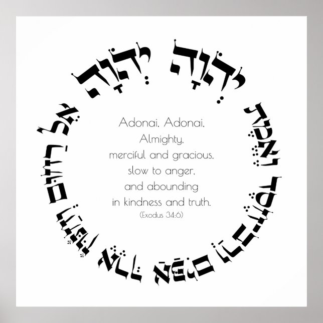 Attribut för Divine Mercy Hebrew Jewish Prayer Poster (Framsidan)