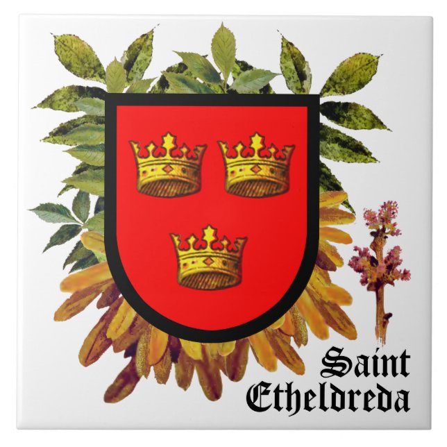 Attribut för St Etheldreda (Audrey) på Ash - Kakelplatta (Framsidan)