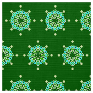 Åttställig Mandala, Mörk Jade Grönt och Aqua Tyg
