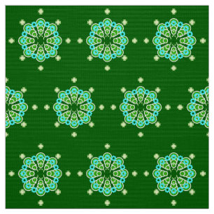 Åttställig Mandala, Mörk Jade Grönt och Aqua Tyg