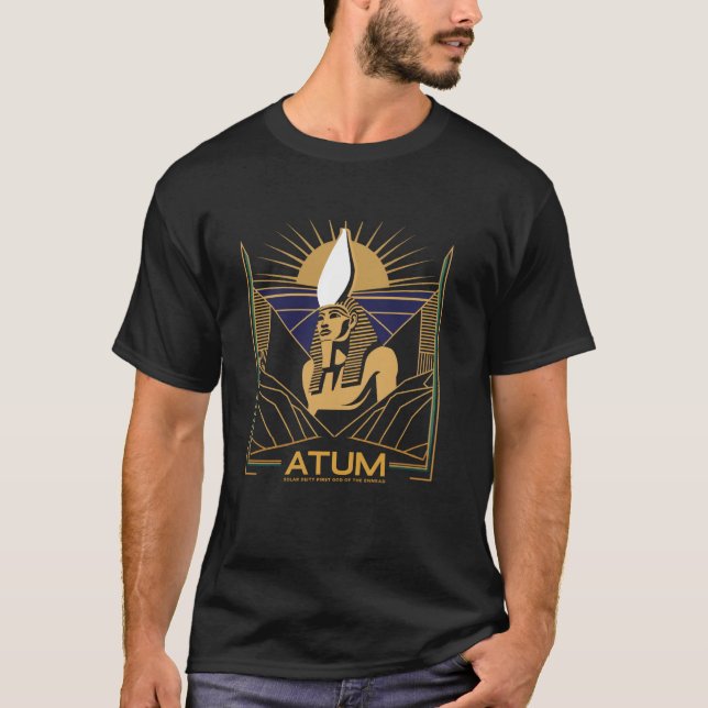 Atum Ancient Egyptian Sol Gud Creator Solar Gudom T Shirt (Framsida)