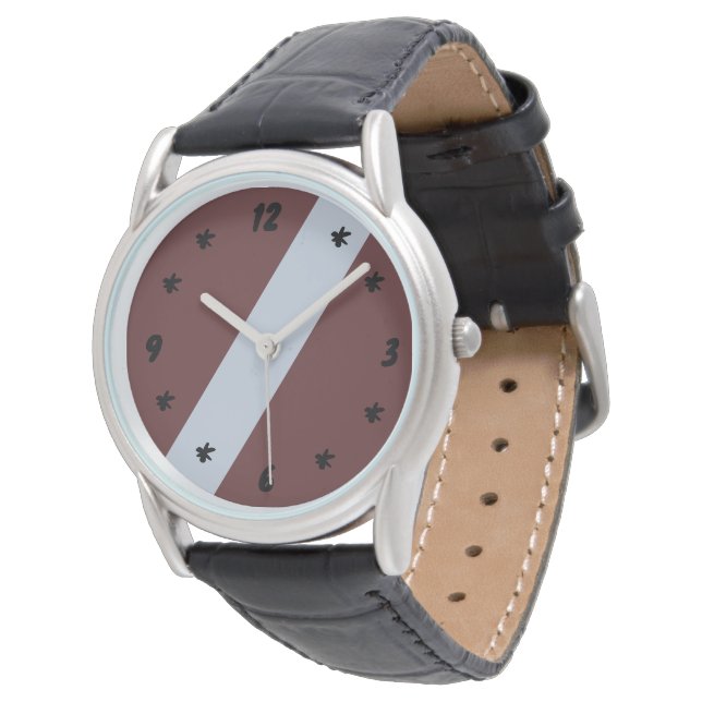 Atuumn Luxe Herr Klassisk Svart Läderrem Armbandsur (Vinklad)