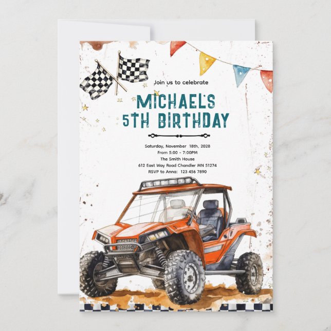 ATV Birthday party Invitation Inbjudningar (Framsida)