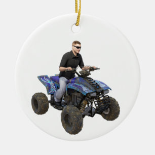 ATV Blue Lera Rider Ceramic Ornament