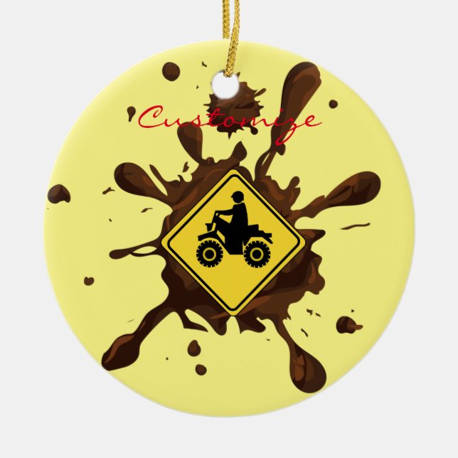 ATV Mudding Sign Thunder_Cove Julgransprydnad Keramik (Framsidan)