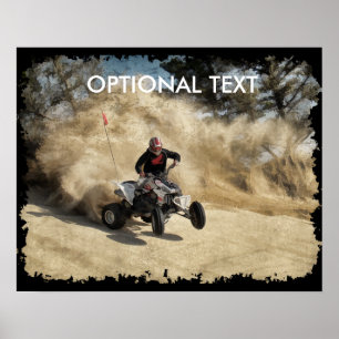 ATV på grusvägen dammar av in molnet w/Edges Poster