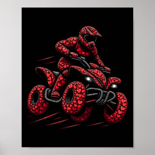 Atv Quad 4 Wheeler Bike Heart Atv Rider Boys Manar Poster