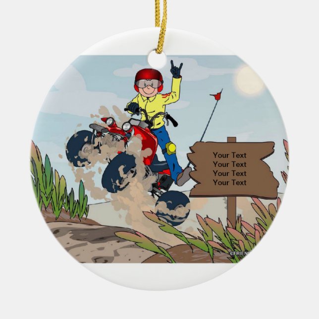 ATV Rider - Male Julgransprydnad Keramik (Framsidan)