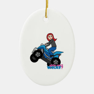 ATV Rider - röd Julgransprydnad Keramik