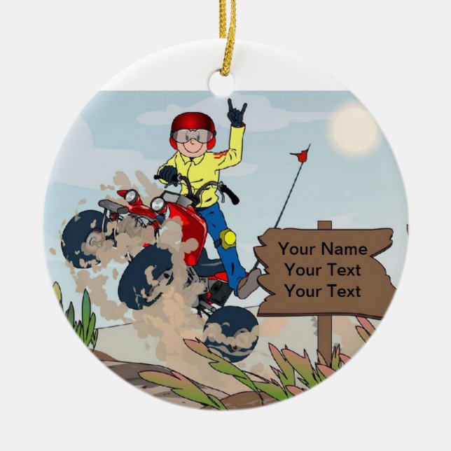 ATV-ryttare - manlig Julgransprydnad Keramik (Framsidan)