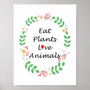 Ätväxter kärlek djur vegan poster