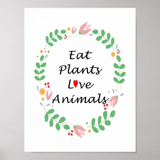 Ätväxter kärlek djur vegan poster (Framsidan)